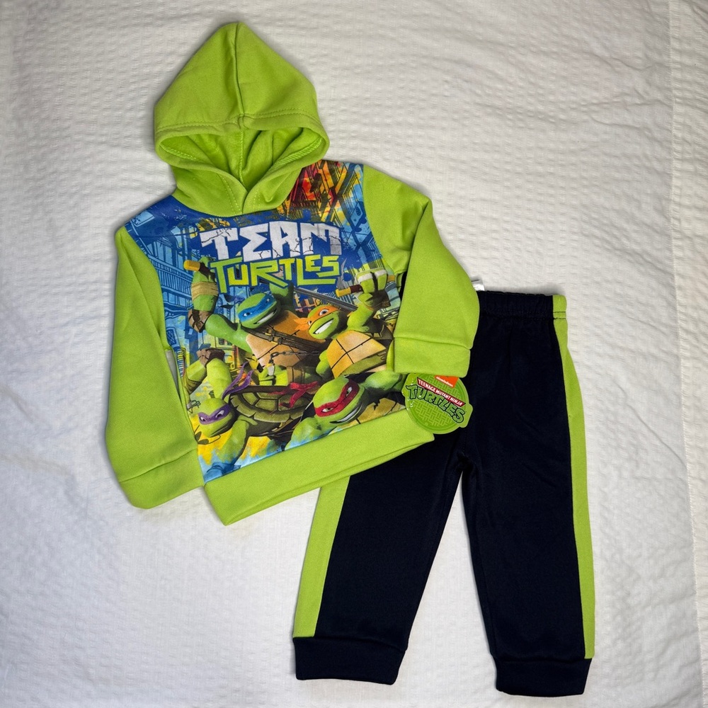 Nickelodeon Ninja Turtles Bright Green Blue Baby Toddler Set Size 18 Months NWT